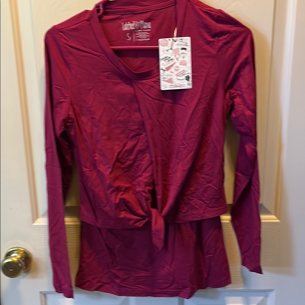 NWT Latched Mama Women's Magenta Long Sleeve Nursing Blouse Sz Small